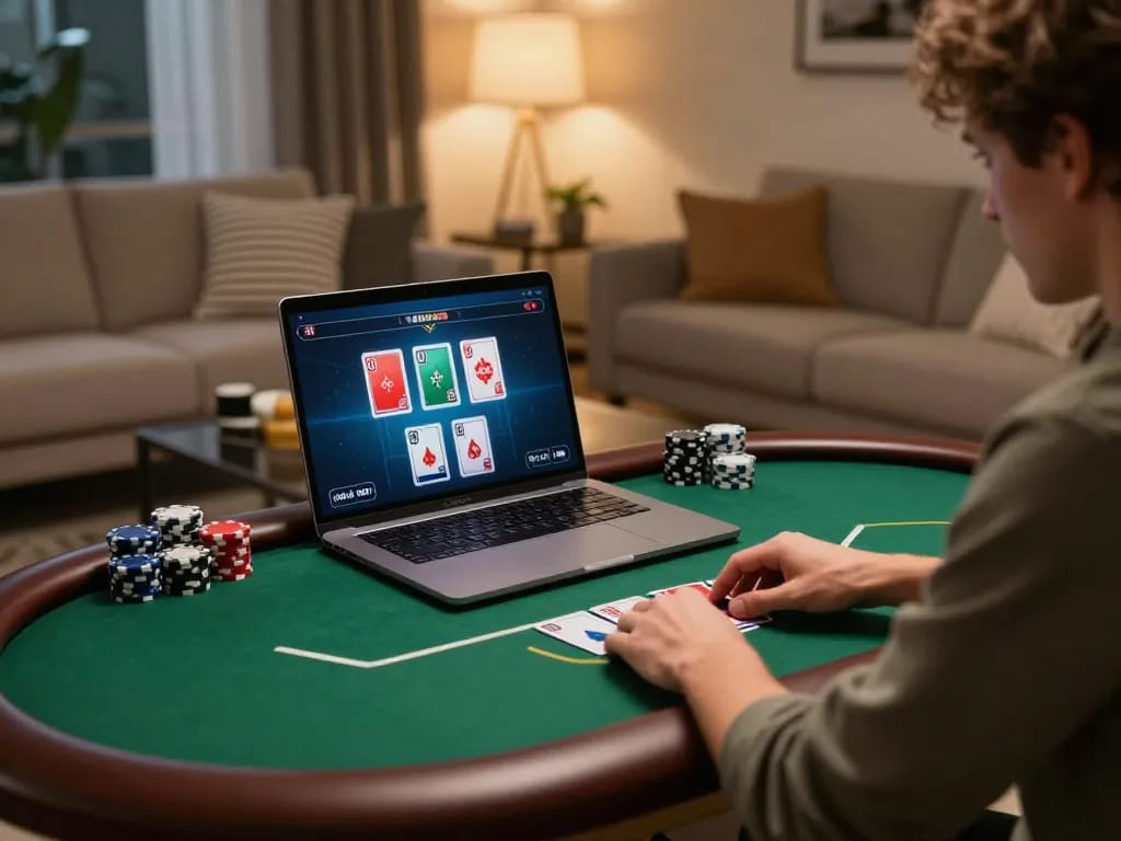 Engaged player strategizing in an online soc888 poker game with vivid interface.