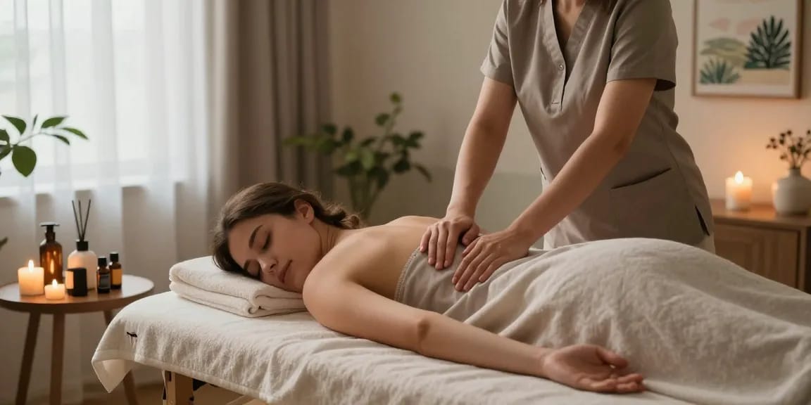 Experience ultimate relaxation with 백석출장안마 in a serene home setting, featuring a calming massage environment.