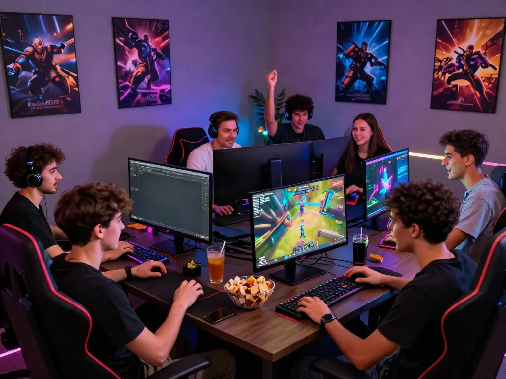 Friends enjoying gaming on new non GamStop casinos in a cozy setup.