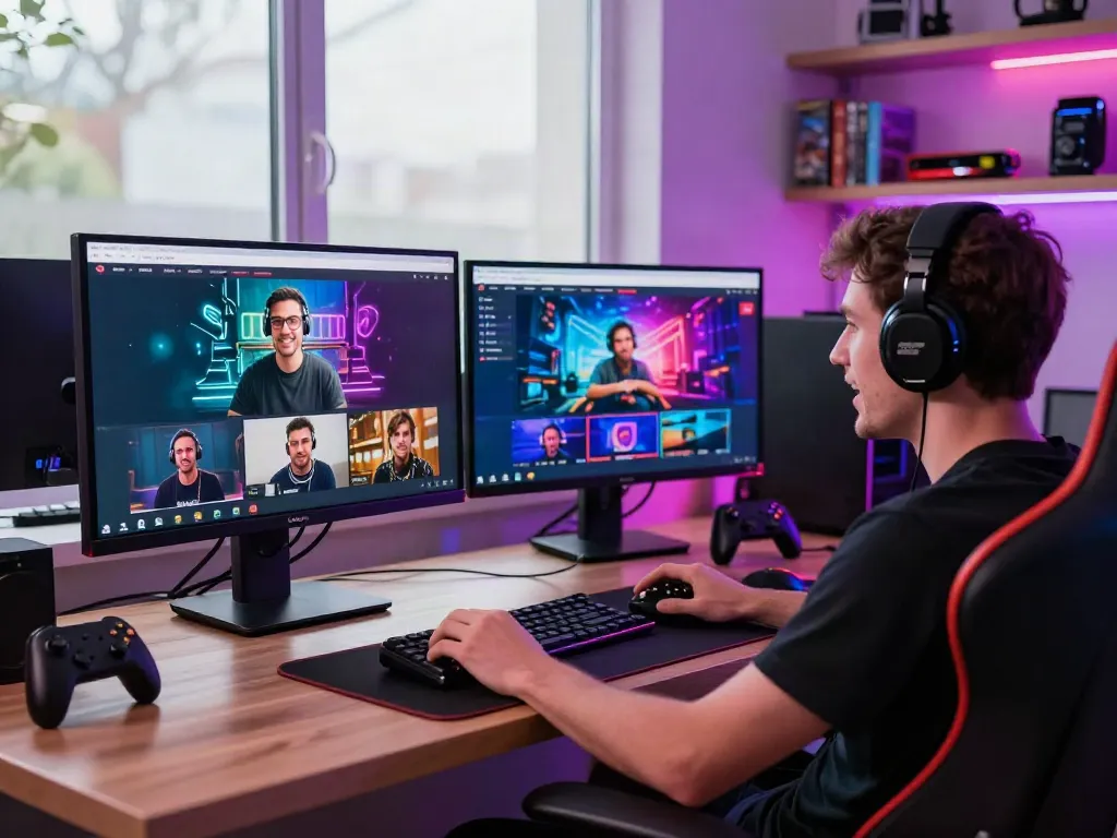 Excited player exploring new non GamStop casinos on vibrant gaming setup
