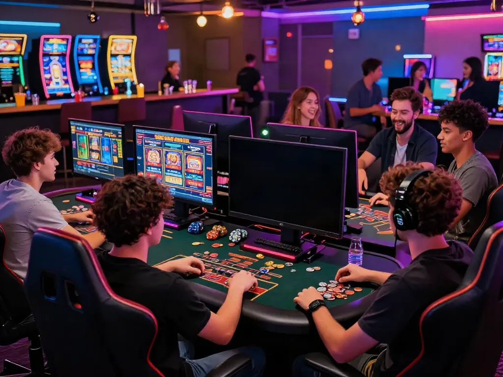 Exciting gaming scene showcasing players enjoying new non gamstop casinos in a vibrant atmosphere with colorful lights and interactive screens.