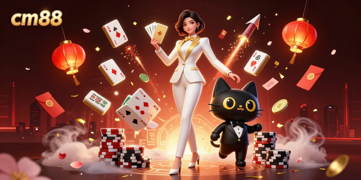 Experience exciting gameplay at cm88, featuring a glamorous dealer and lucky poker elements.