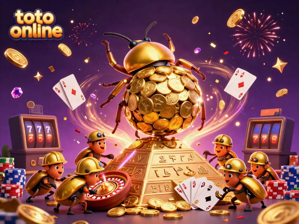 Spin the reels and win with toto online as the golden beetles gather coins and treasures.