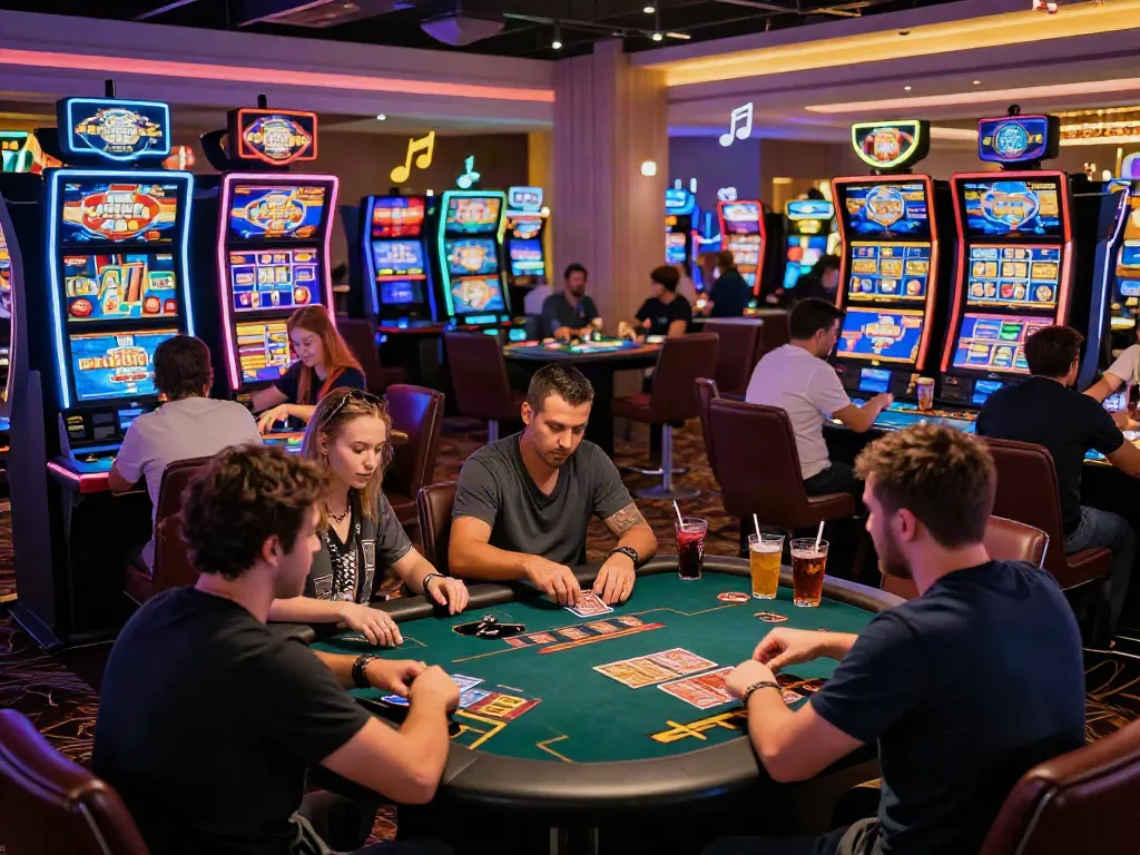 Players enjoying new non GamStop casinos with vibrant gaming tables and lively atmosphere.