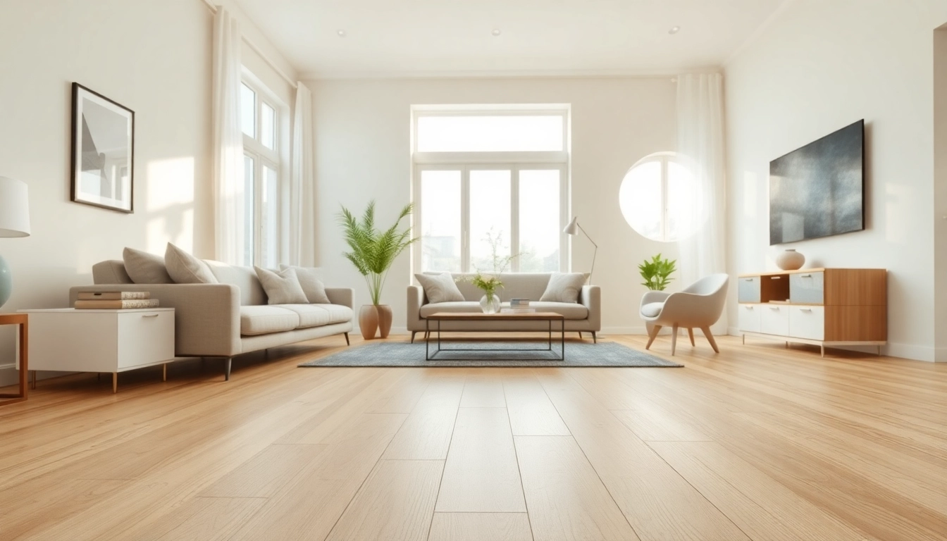 Browse flooring companies near me for stunning interior designs with blonde oak vinyl flooring.