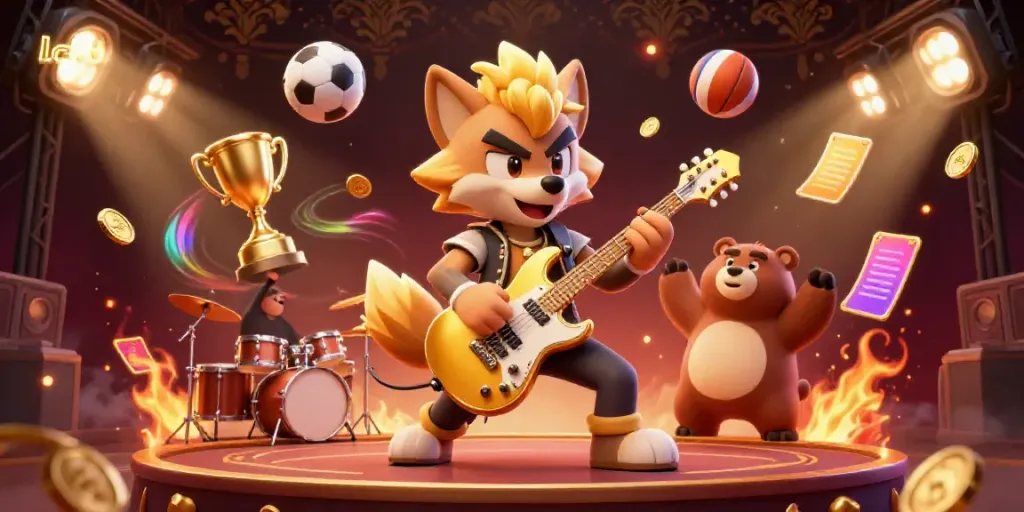 Experience exhilarating casino play with lc88 featuring a rock star wolf and dynamic sports elements.