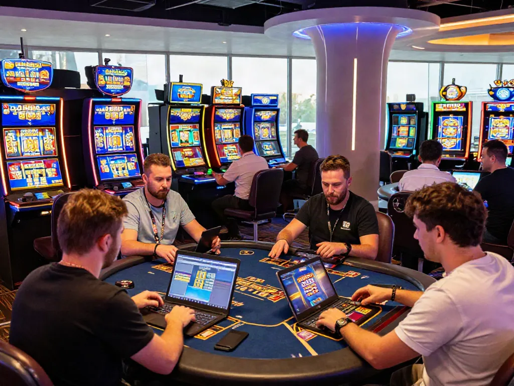 Exciting players enjoying new non gamstop casinos with vibrant gaming devices in a modern atmosphere.