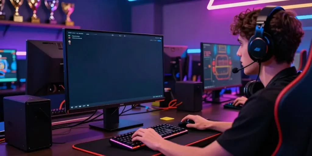 Online gaming setup featuring new non gamstop casinos with vibrant LED lights and engaging atmosphere.