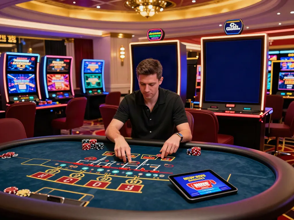 Player engaging with live dealer at blackjack table in new non Gamstop casinos, vibrant atmosphere.
