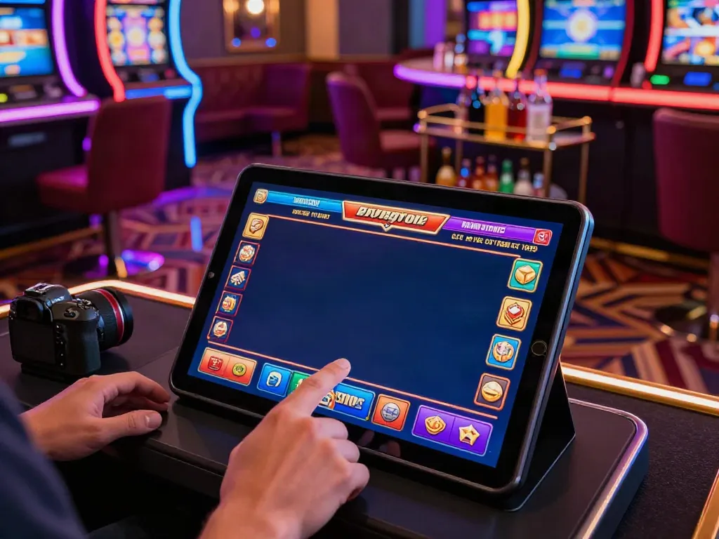 Engaging scene of a person playing on new non gamstop casinos with vibrant digital gaming interface.