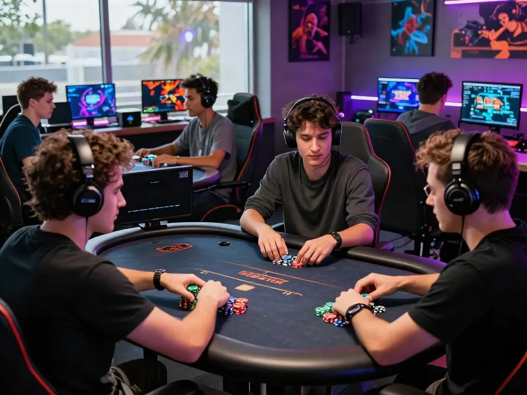 Exciting players engaging in new non GamStop casinos with vibrant gaming setup.