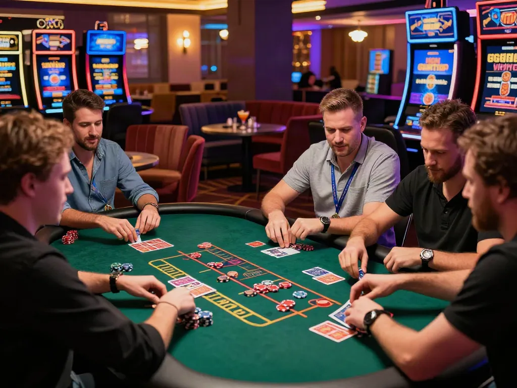 Players enjoying games at new non Gamstop casinos with vibrant ambiance.