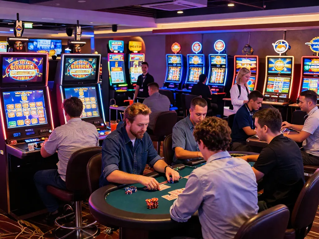 Exciting gaming experience at new non gamstop casinos with diverse players enjoying slots and table games.