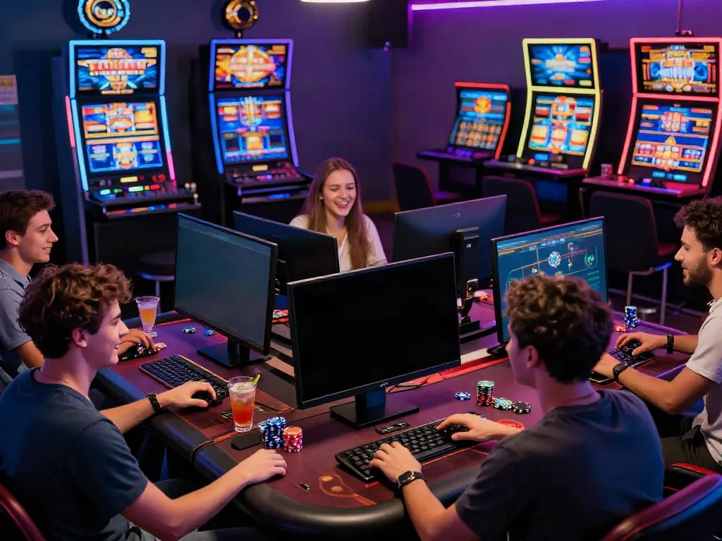 Exciting gaming scene showcasing players enjoying new non Gamstop casinos in a modern setting.