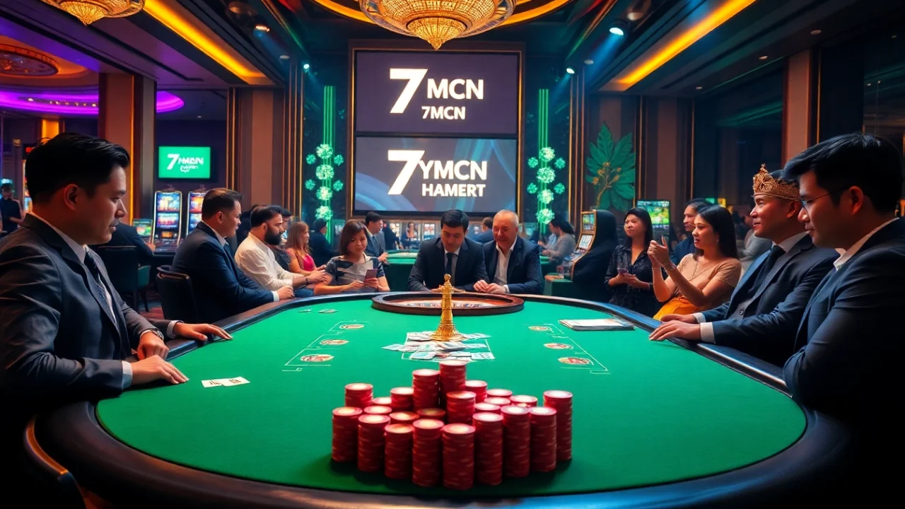 Experience thrilling gameplay with 7mcn at an elegant casino poker table setup.