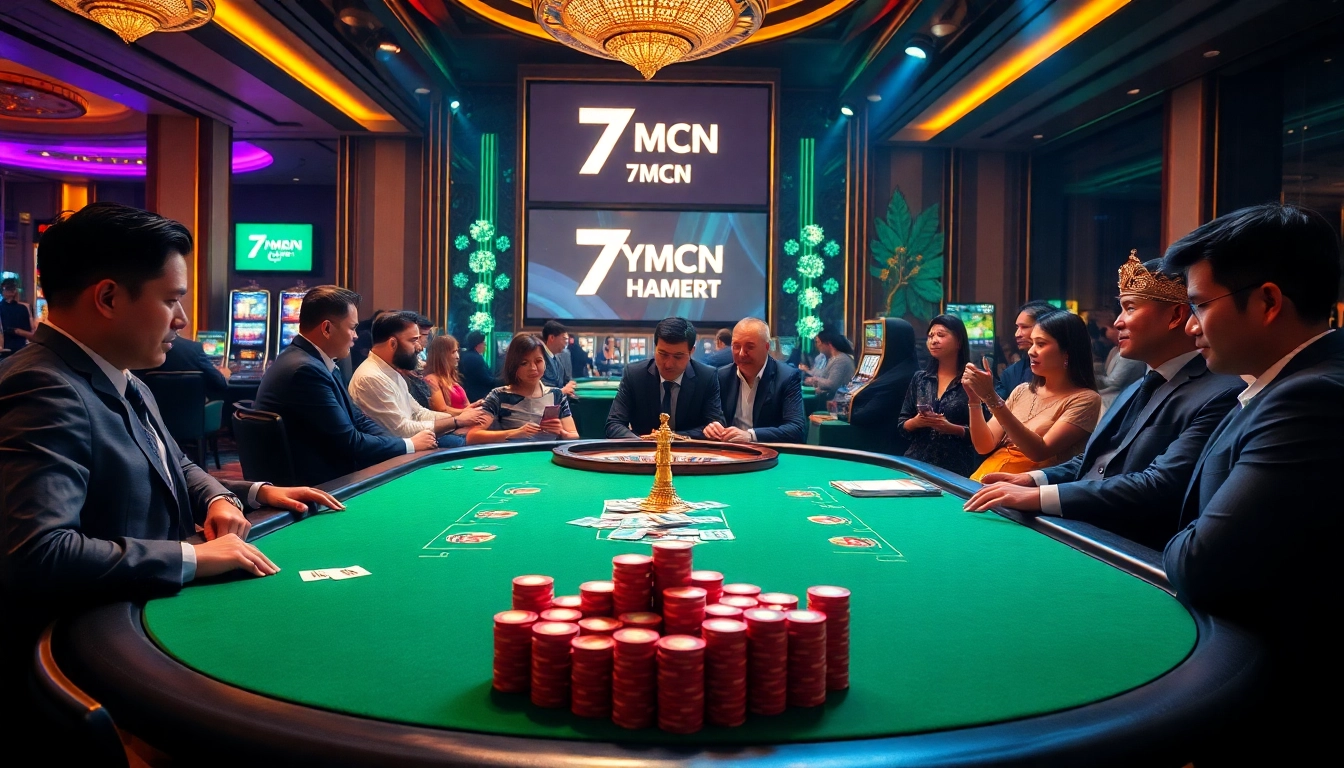 Experience thrilling gameplay with 7mcn at an elegant casino poker table setup.