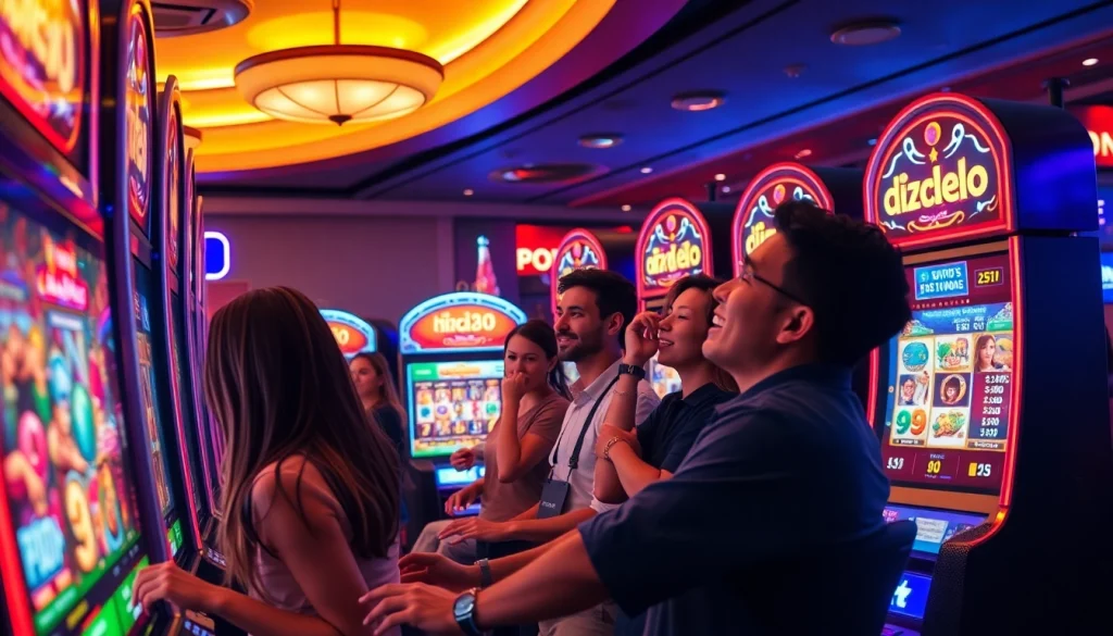 Exciting scene of players enjoying slot machines at hoki138 pro online casino, showcasing vibrant animations and promotions.