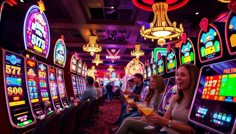 Exciting doaslot slot machines in a vibrant Las Vegas casino scene.