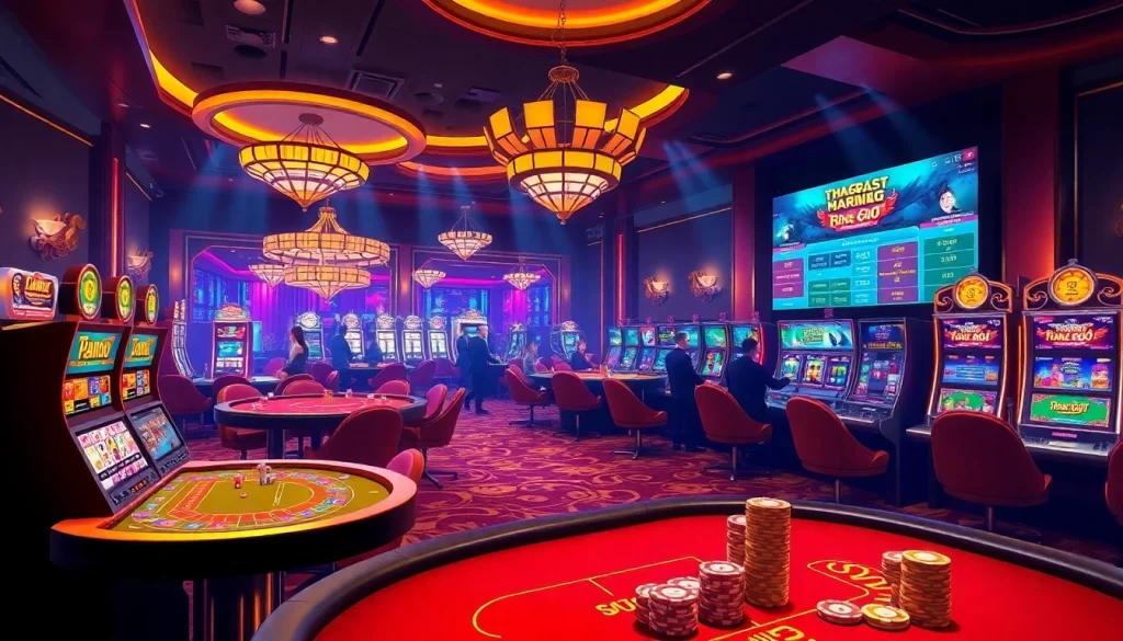 Experience the excitement of thabet77.sa.com casino, featuring dynamic gaming tables, colorful slot machines, and professional dealers.