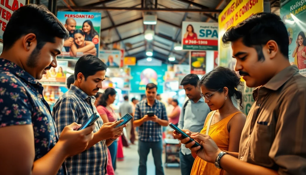 Vibrant marketplace scene highlighting Hela Ad's classified services in Sri Lanka.