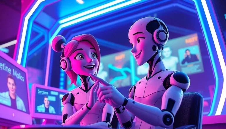 Engaging characters in vibrant chat representing free AI sex chat in a digital cafe setting.