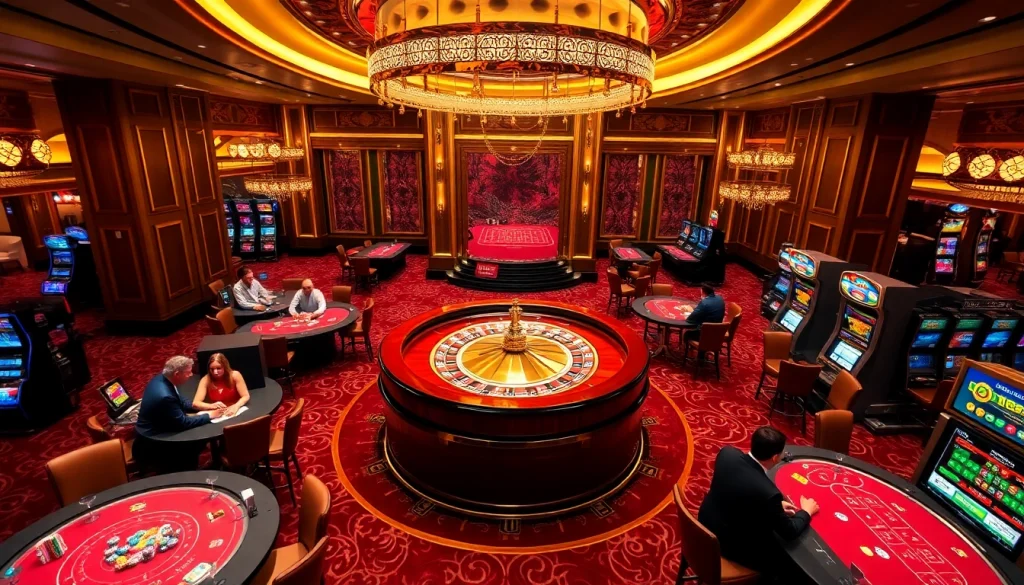 Engage in thrilling gaming at MM88.bar, featuring luxurious tables and vibrant slot machines.