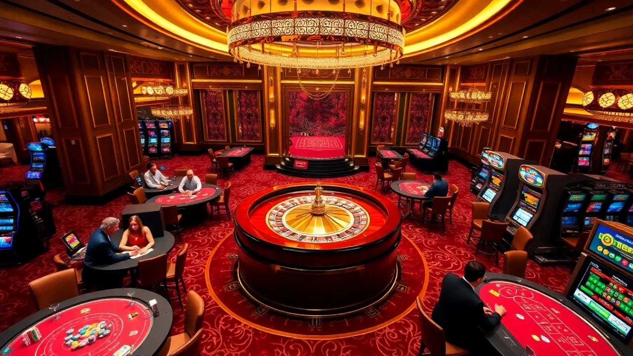 Engage in thrilling gaming at MM88.bar, featuring luxurious tables and vibrant slot machines.