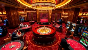 Engage in thrilling gaming at MM88.bar, featuring luxurious tables and vibrant slot machines.