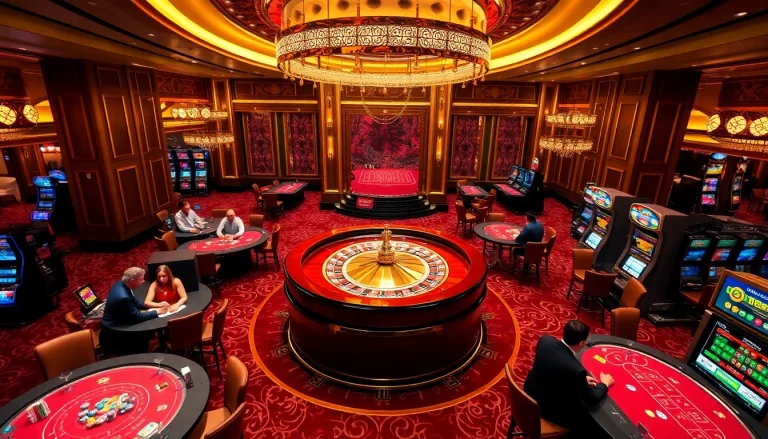 Engage in thrilling gaming at MM88.bar, featuring luxurious tables and vibrant slot machines.
