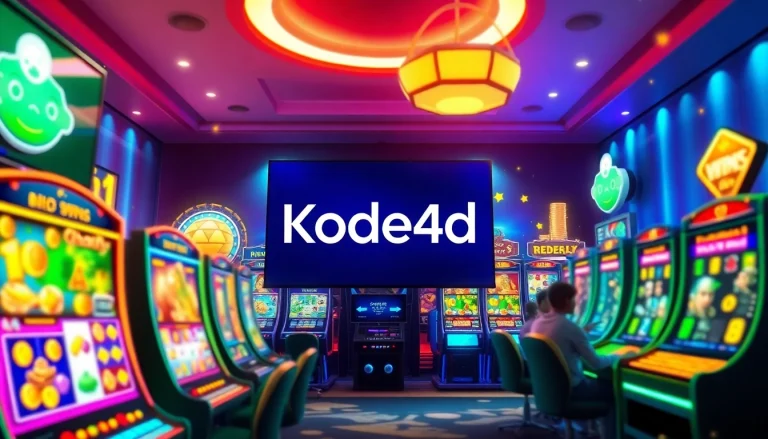Kode4d link with vibrant online gaming interface showcasing colorful slot games and big wins