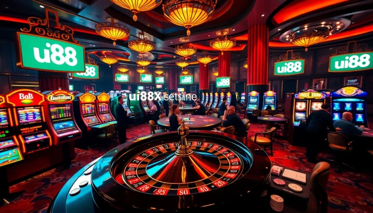 Experience exciting gameplay at uu88 with vibrant casino tables and slot machines.