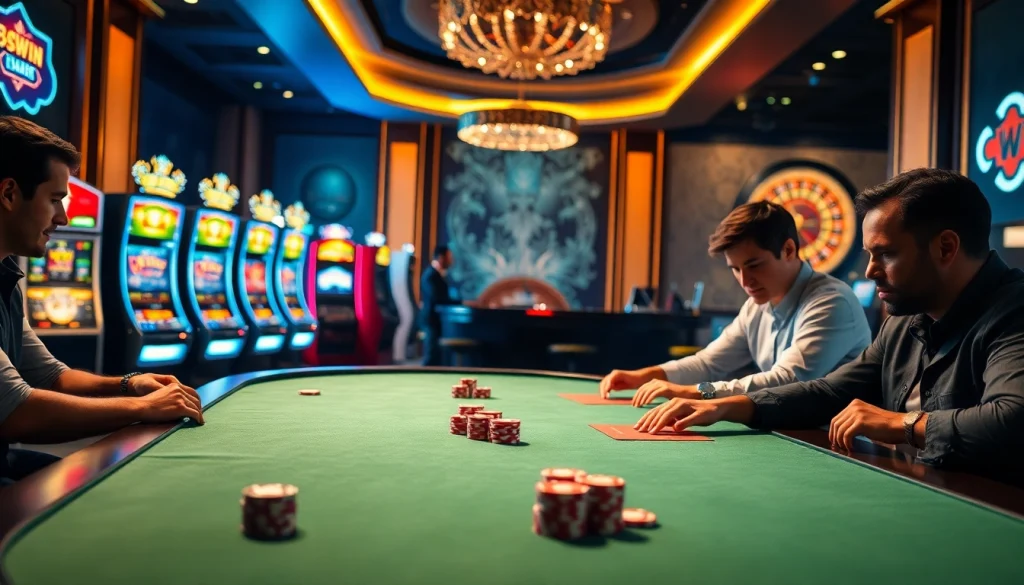 High-stakes poker action at 98win com casino with premium chips and engaged players.