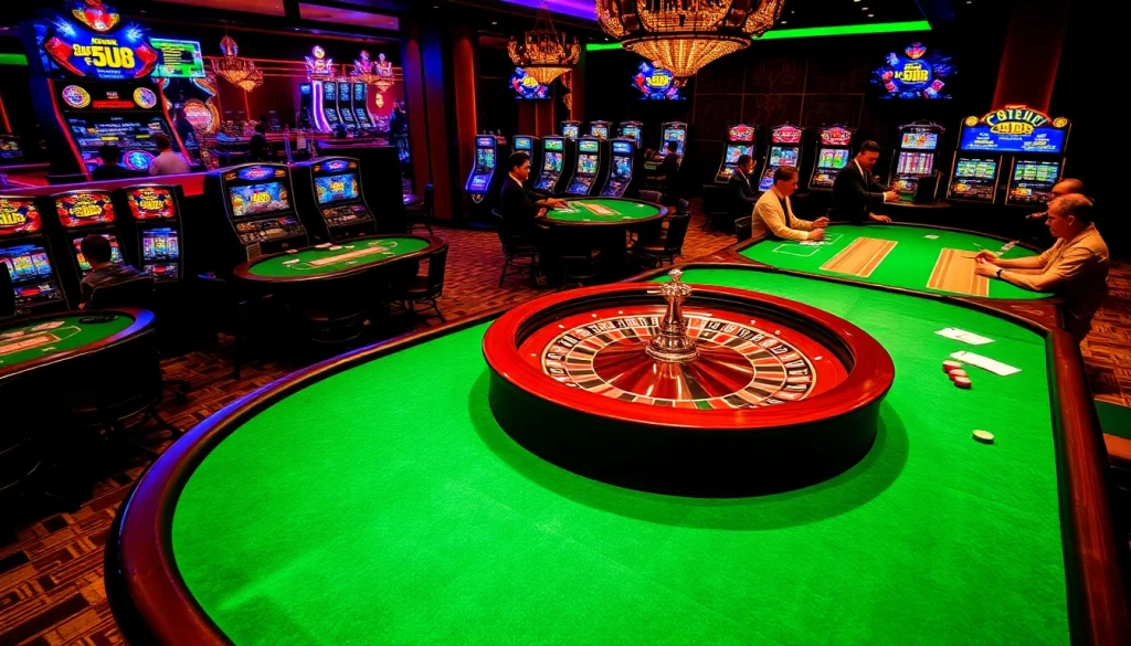 Feel the excitement at https://five88bc.com/ as players engage with a stylish casino atmosphere featuring roulette and poker.