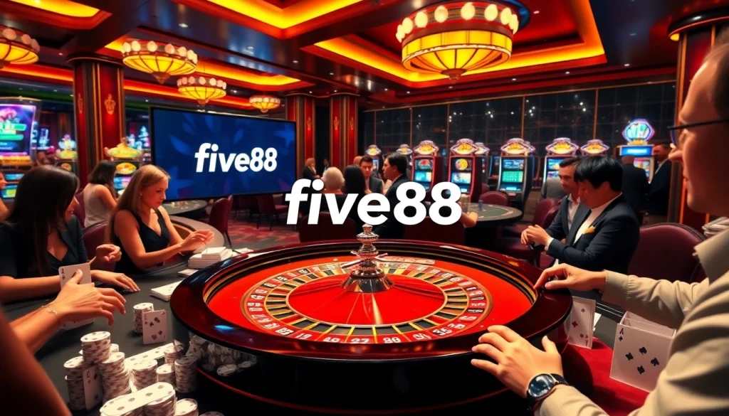 Players enjoying an exciting roulette game at five88 casino with vibrant decor and thrilling atmosphere.