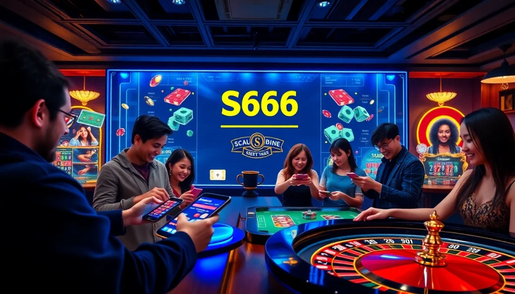 Engaging scene of players enjoying diverse casino games on S666.nyc, showcasing a modern and vibrant betting atmosphere.