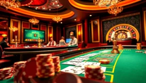 Engage with thrilling games at ww88 com, featuring poker chips and casino tables in a vibrant atmosphere.