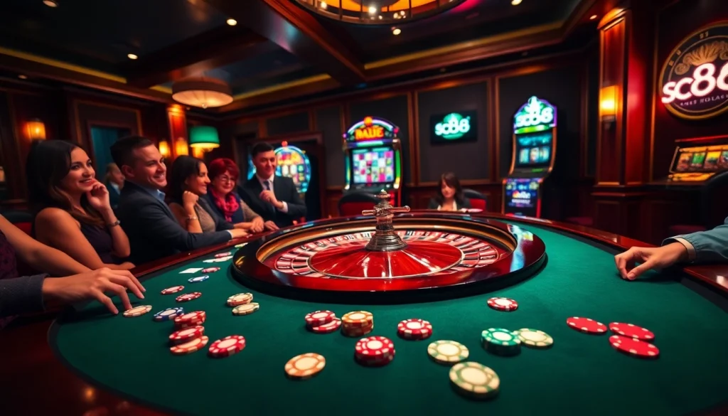 Experience the thrill of sc88 at a lively casino with vibrant roulette and poker action.