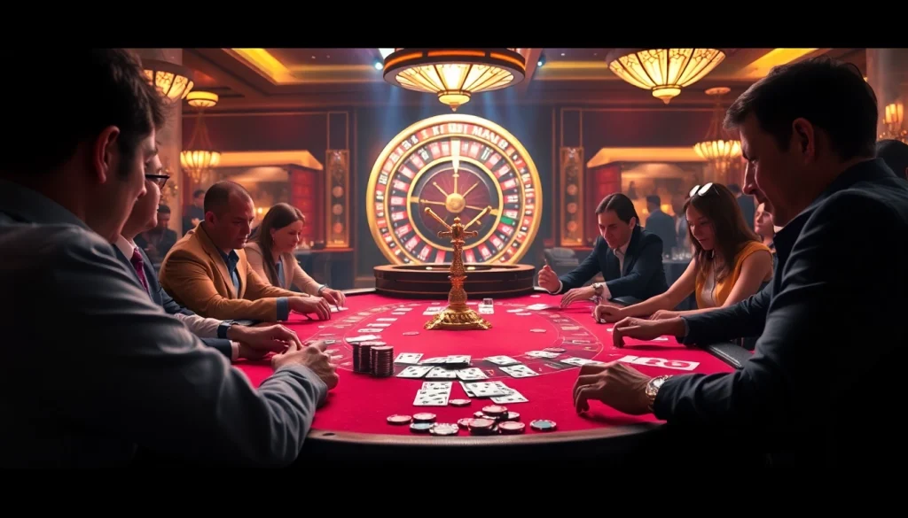 Xo88t3 poker players strategizing at a high-stakes casino table.