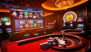 Engaging visual of MK8 online gambling platform showcasing vibrant casino tables and slot machines.