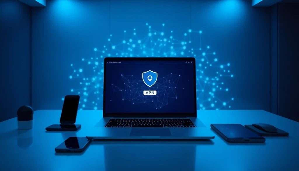 使用快连官网进行快速且安全的浏览，展现高科技工作空间与创新的 VPN 技术。