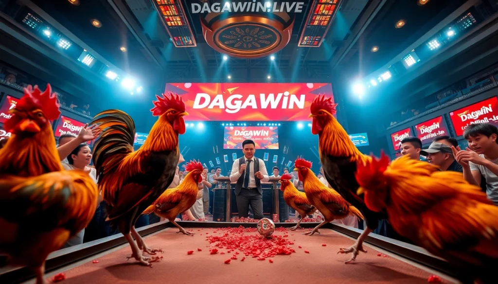Live cockfighting action at dagawin.live, showcasing exciting matches and engaging betting options.
