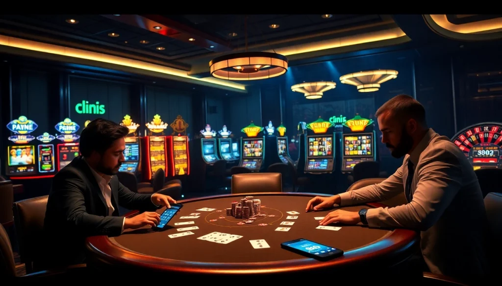 Players competing at a high-stakes poker table in a luxury casino setting with 88i app integration.