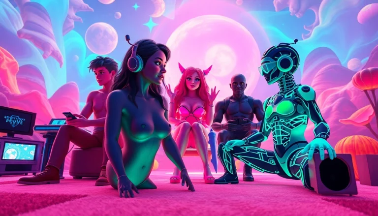 Engaging scene showcasing customizable characters in AI-driven sex games, illustrating vibrant digital landscapes.