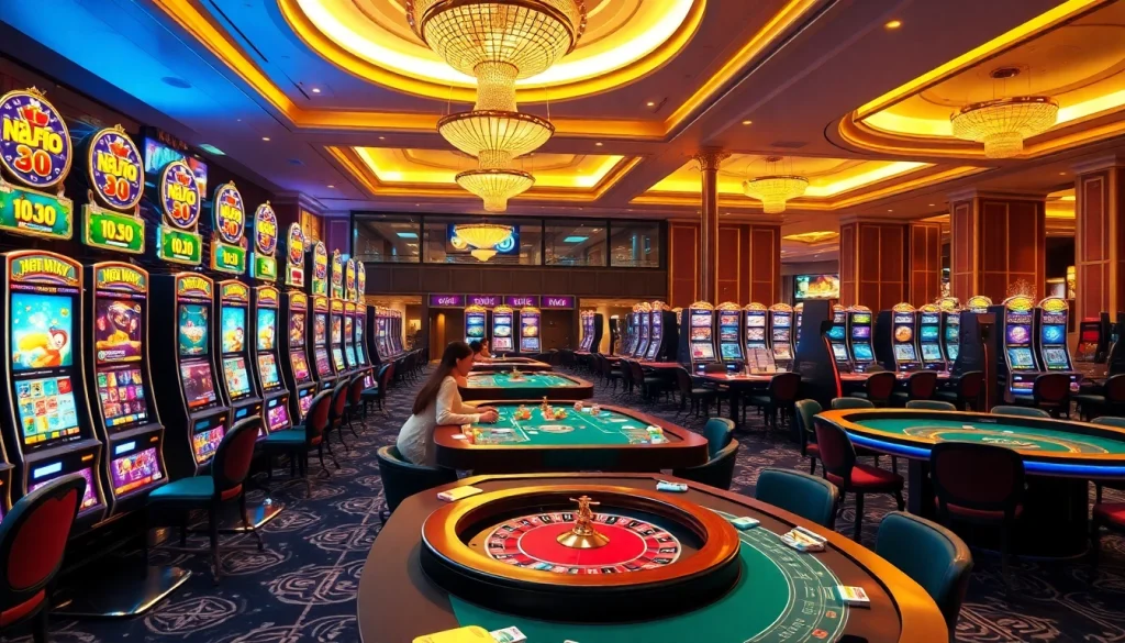 Experience thrilling wins at nổ hũ 90 slot machines in a vibrant casino atmosphere.