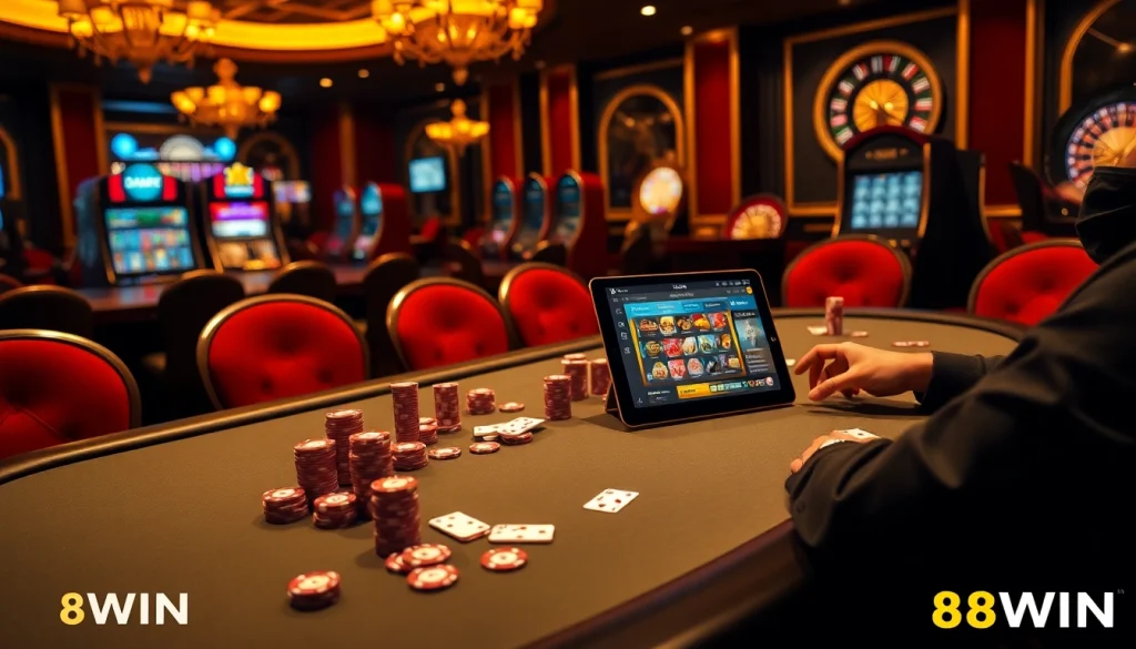 Engaged players strategizing their moves at the poker table in the 68WIN online casino.