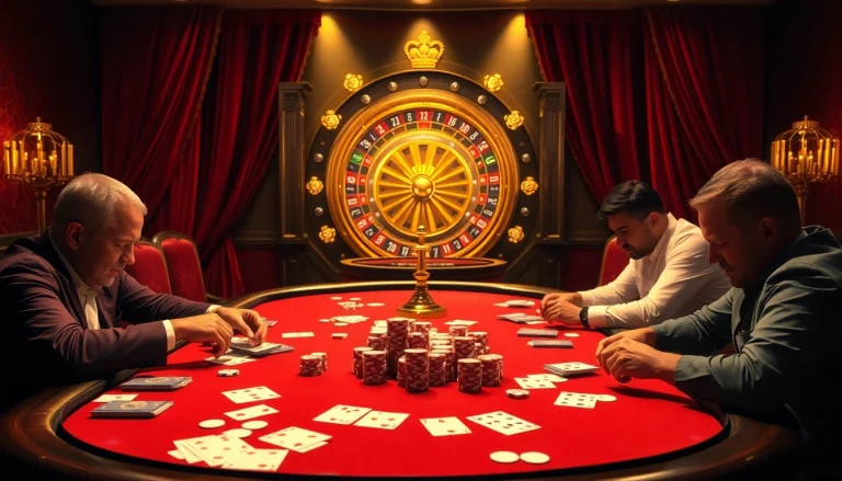 Experience the thrill of high-stakes poker at https://nk88.za.com/ with vibrant chips and dramatic lighting.