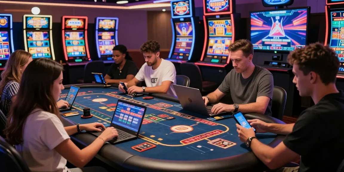 Players engaging at credit card casinos enjoying various games and vibrant casino atmosphere.
